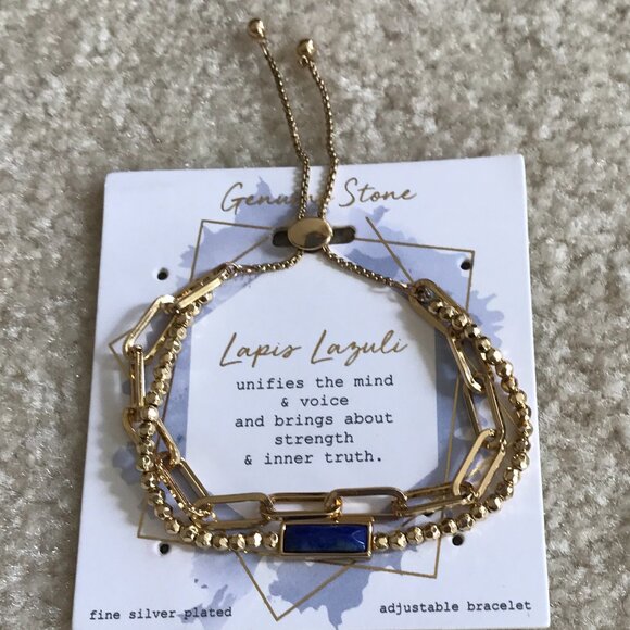 💙 Gold-Toned Lapis Lazuli Bracelet - Picture 1 of 7